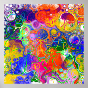 Poster Disco Ball Electricity Fluid Art