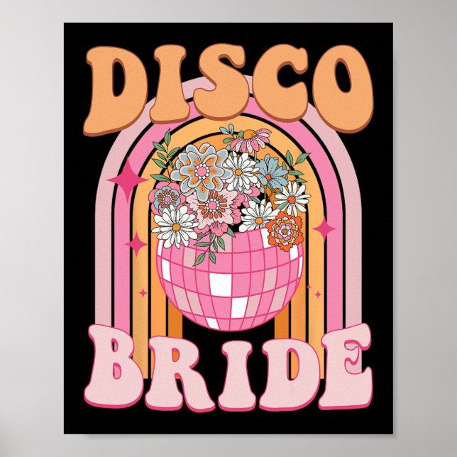Poster Disco Bride Bridesmaid Retro Rainbow Bachelorette (Devant)