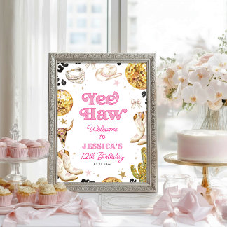 Poster Disco Cowgirl Nashville Rodeo Birthday Welcome