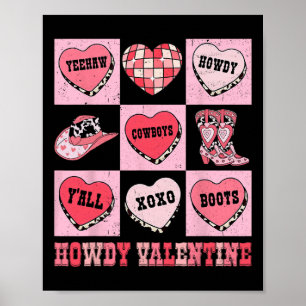 Poster Disco Howdy Saint-Valentin Cowboy Cœur Rodéo Texas
