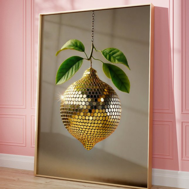 Poster Disco Lemon Wall Art, Aesthétique Pop Art Home (Disco Ball)