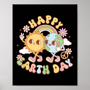 Poster Disco Super Joyeux Jour des terres Paix Soleil Et