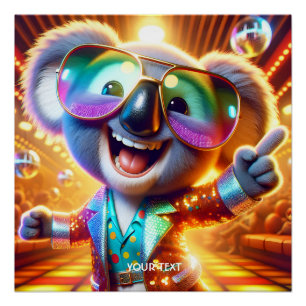 Poster Discothèque dansante Imaginaire Cute Koala