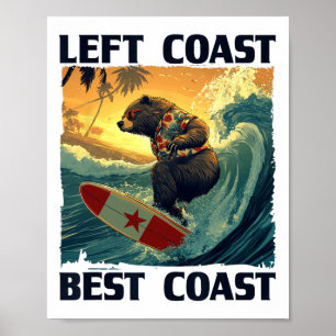Poster Discours Left Coast, Best Coast avec surf cool Be