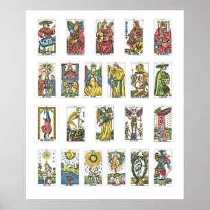 Poster Diseur de bonne aventure de 22 cartes de tarot