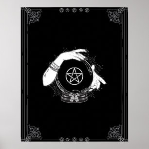Poster Diseur de bonne aventure mystique noir Boule de cr