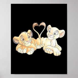 Poster Disney Le Roi Lion Simba et Nala cœurs Valenti