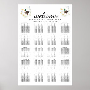 Poster Disposition de mariage de canard colvert de fleur 