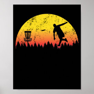 Poster Disque Sunset Golf Arbre Panier Volant