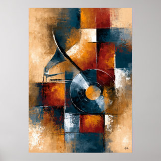 Poster Disque vinyle Chikuonki Art abstrait pour salle de