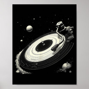 Poster Disques vinyles Space DJ pour hommes Système solai