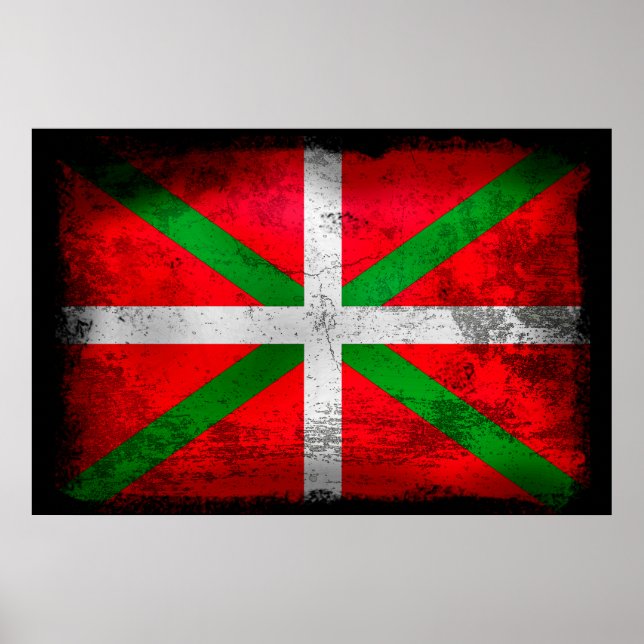 Poster Distress de style basque drapeau : Ikurriña, (Devant)