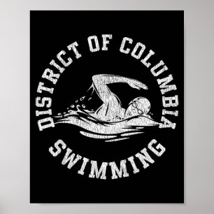 Poster District Of Columbia Natation Rétro en détresse Sw