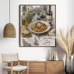 Poster d'Italie, avec Amour Pâtes vénitiennes