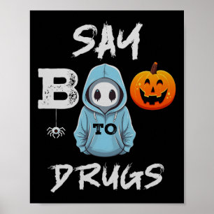 Poster Dites Boo À Drogues Drôle Halloween Red Ribbon Wee