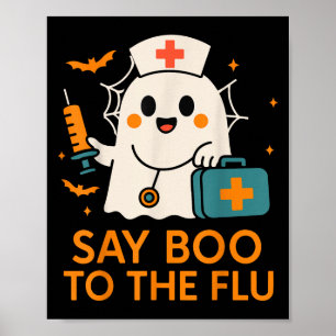 Poster Dites Boo À L'Infirmière Grippe Halloween Vaccine 
