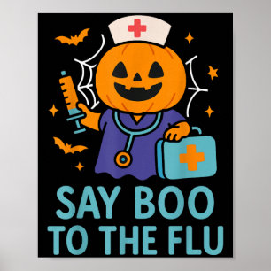 Poster Dites Boo Au Citrouille Du Vaccin D'Halloween De L