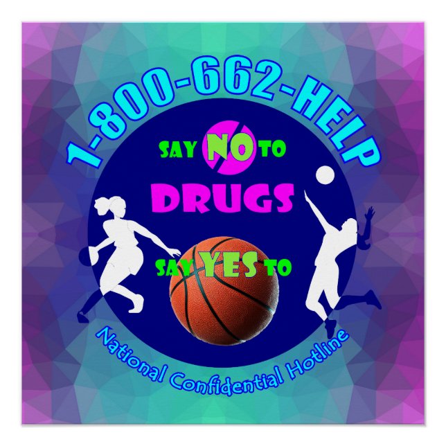 Poster Dites NON aux drogues - Dites OUI au basket-ball! (Devant)