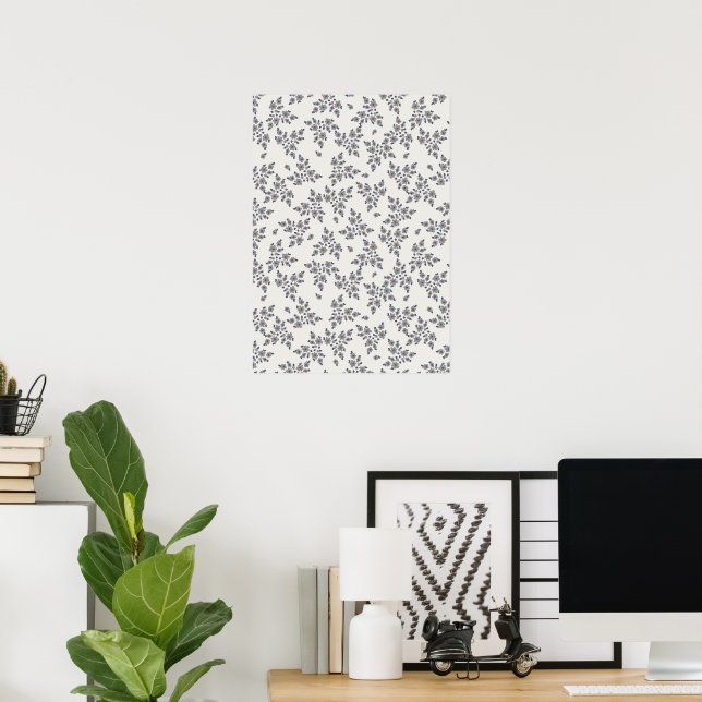 Poster Ditsy Florals in Grey (Bureau à domicile)