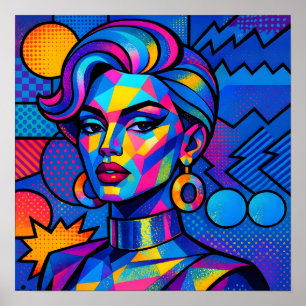 Poster Diva Abstrait - Art Pop Géométrique Rétro Moderne