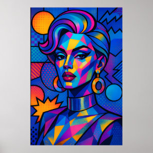 Poster Diva Abstrait - Art Pop Géométrique Rétro Moderne