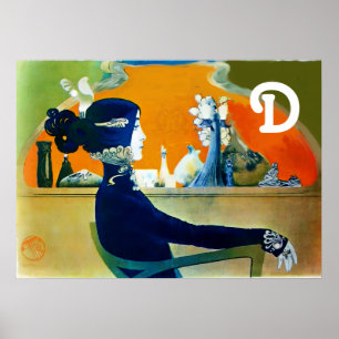 Poster DIVA EN BLEU / Beauté,Cheveux,Mode Monogramme