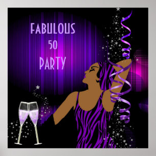 Poster Diva Fabuleuse 50 FEMME Champagne Fête Violette