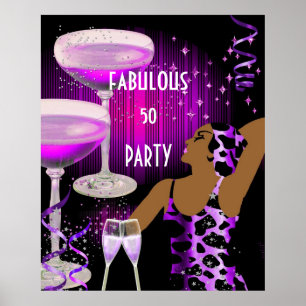 Poster Diva Fabulous 50 LADY Champagne violet rose