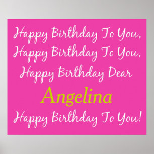 Poster Diva rose et blanc Chanson d'anniversaire personna