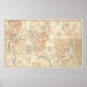 Poster Divers champs de bataille de la guerre civile Cart