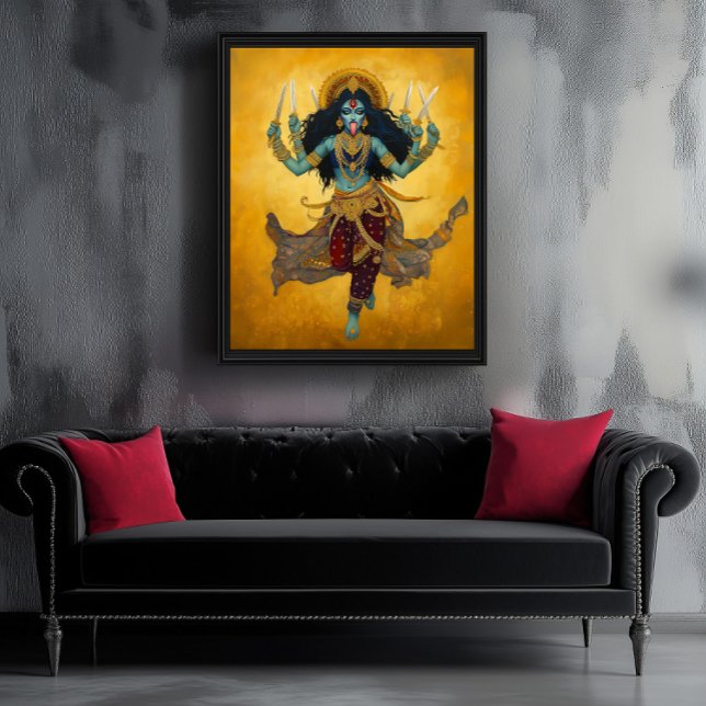 Poster Divine déesse Kali Surreal Gold Blue Red Art (Créateur téléchargé)