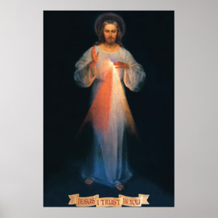 Poster Divine Mercy, St. Faustina, Jesus I Trust in You