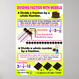 Poster Diviser les fractions avec les modèles {Math Poste