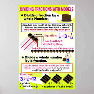 Poster Diviser les fractions avec les modèles {Math Poste