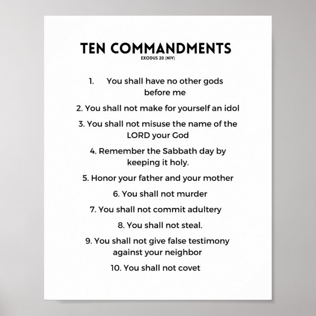 Poster Dix commandements Arrière - plans blancs (Devant)