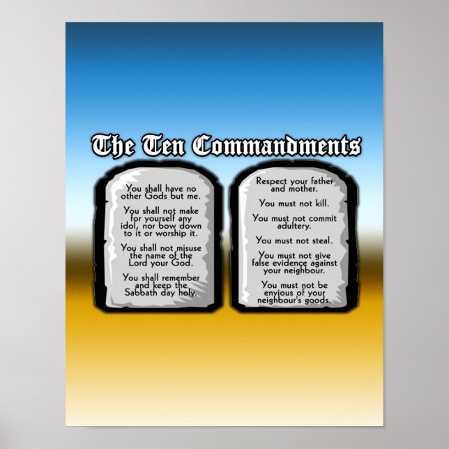 Poster Dix Commandements de la Sainte Bible, Loi de Dieu (Devant)