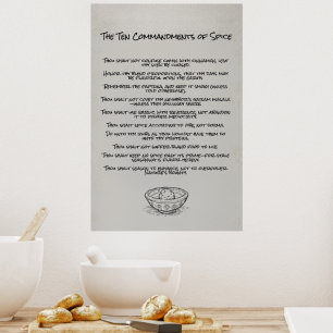 Poster Dix commandements drôles de l'art mural de la cuis