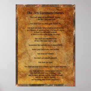 Poster Dix commandements sur Arrière - plan de pierre
