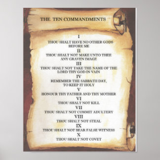 Poster Dix commandements sur le défilement de parchemin