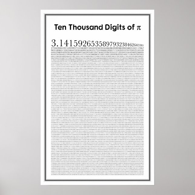 Poster Dix mille chiffres de pi (Devant)