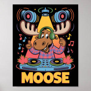 Poster Dj Animal Moose Mixage Beats Musique Amusant