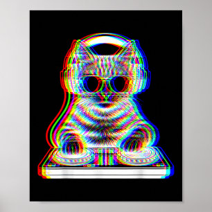 Poster Dj Cat Edm Musique Drôle Cadeaux Pour Hommes Amour