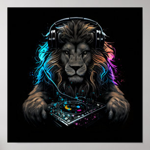 Poster DJ comme un lion sauvage