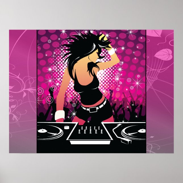 Poster DJ Raver Girl Dancing (Devant)