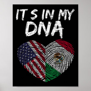 Poster Dna Drapeau États-Unis Américain Drapeau Mexicain 