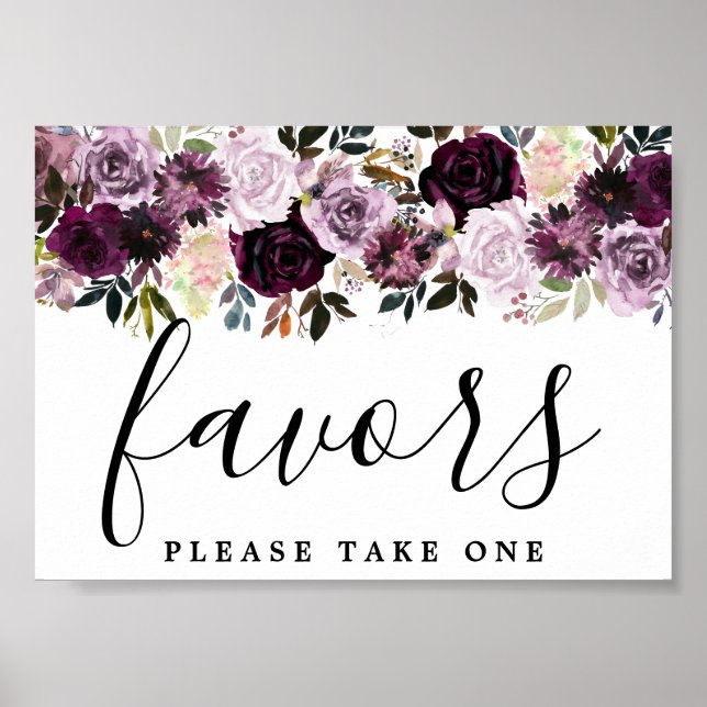 Poster do-it-yourself Abordable Violet Rose Floral Mariag (Devant)