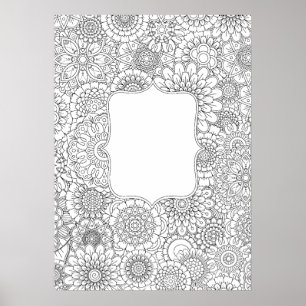 Poster do-it-yourself Fleurs de coloriage Adultes 