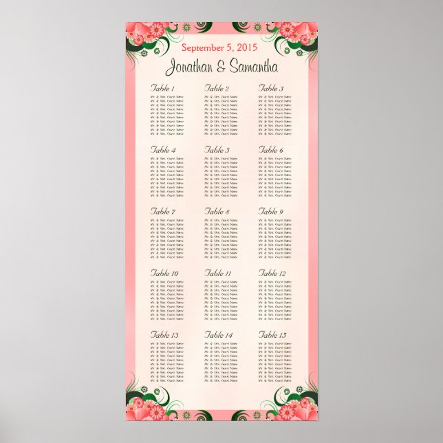 Poster do-it-yourself Hibiscus rose 15 tables Mariages Ca (Devant)