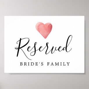 Poster do-it-yourself Rouge Aquarelle Coeur Mariage Réser