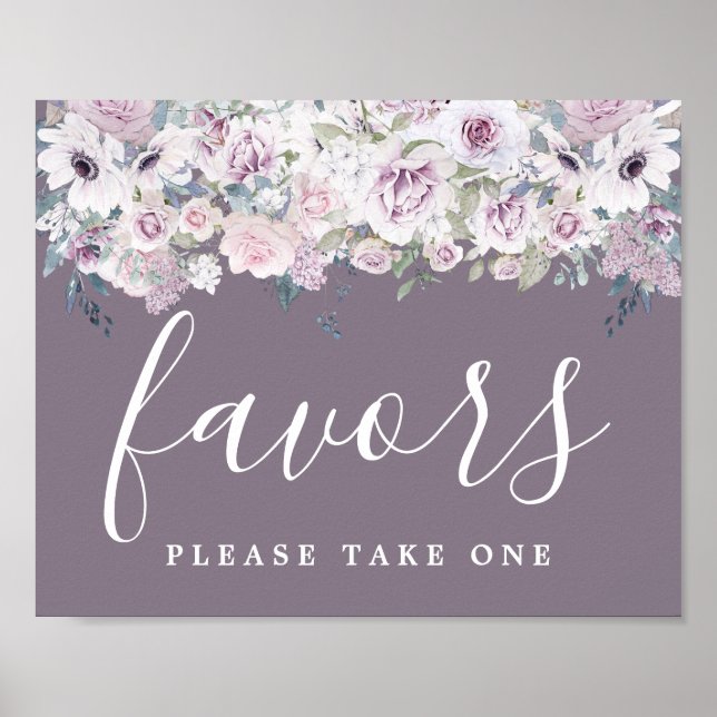 Poster do-it-yourself Rustique Violet Blanc Floral Mariag (Devant)